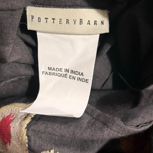 Pottery Barn Mercer Ikat Embroidered Appliqué 1 Pillow Cover Sham Denim Blue 24” - Picture 2 of 7